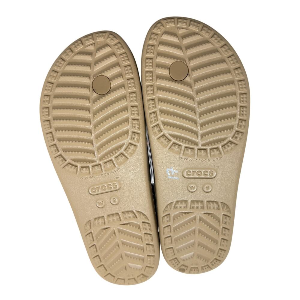 NWT Crocs Women Sloane Glitter Flip Flops Tan/Gold Shimmer comfy platform size 9 - Picture 11 of 14